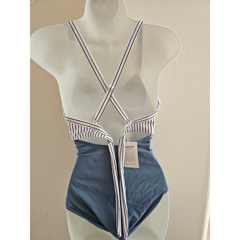 Eomenie Striped one piece cut out Bathing suit swim Women Size S - Picture 7 of 7